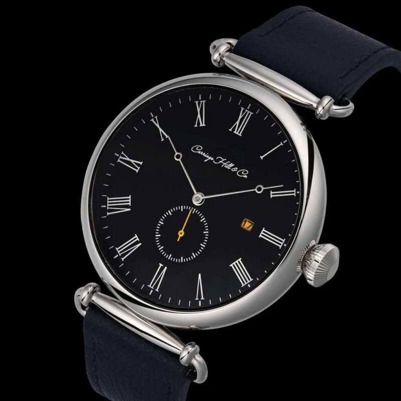 Onyx Silver Case Watch Navy Strap 4
